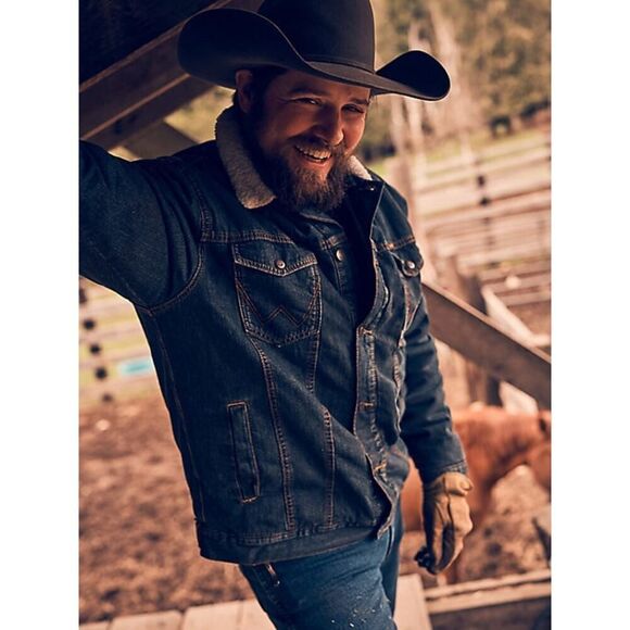 WRANGLER BRAND NEW WESTERN LINED MENS DENIM JACKET SIZE XXL - Picture 1 of 10